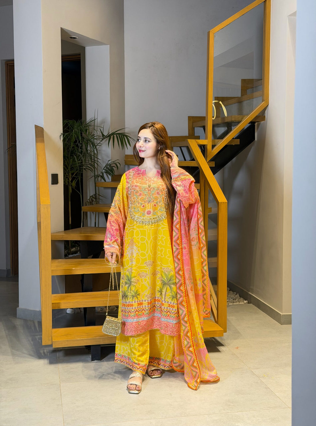 Soft silk yellow chunri