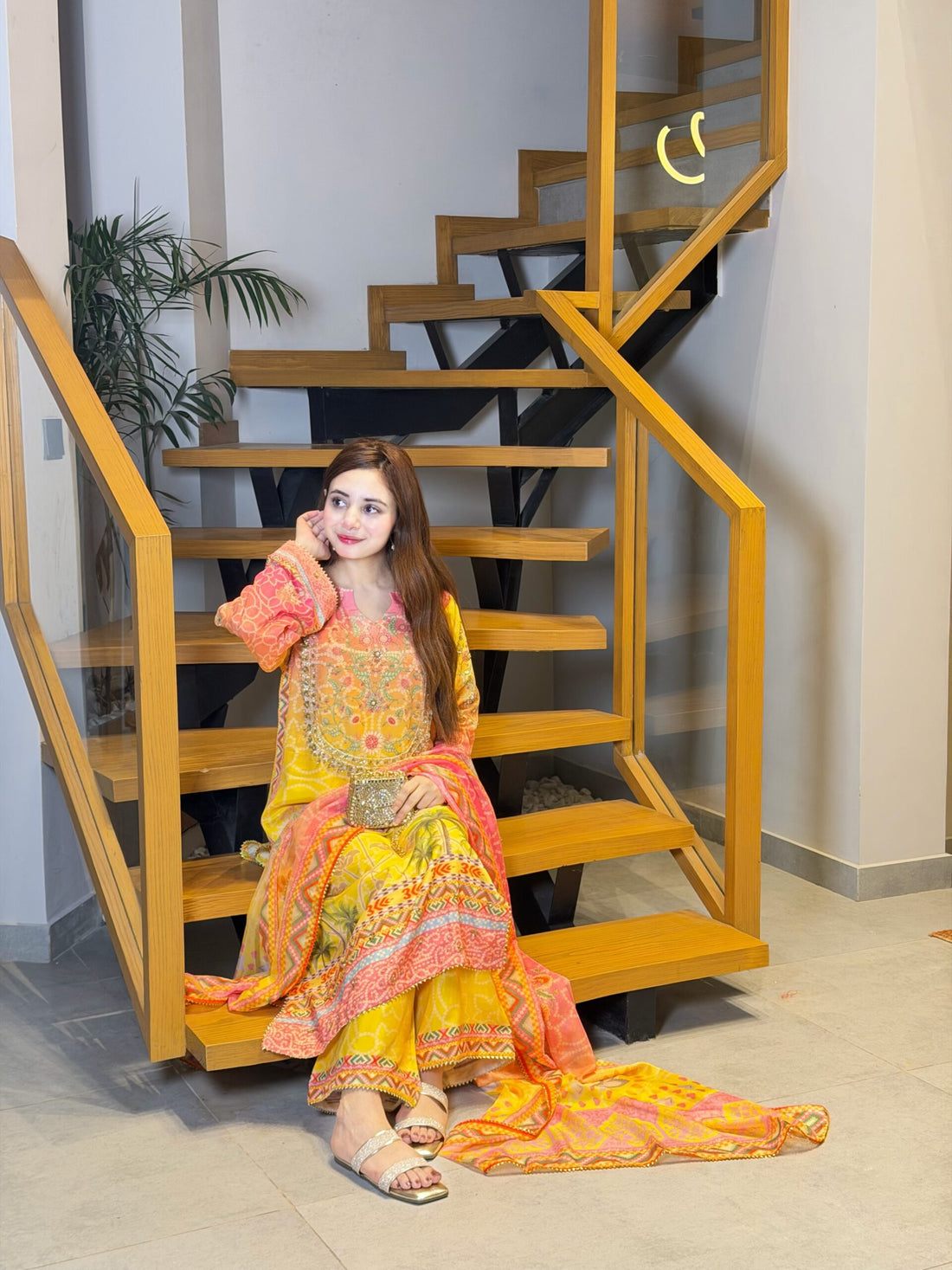 Soft silk yellow chunri