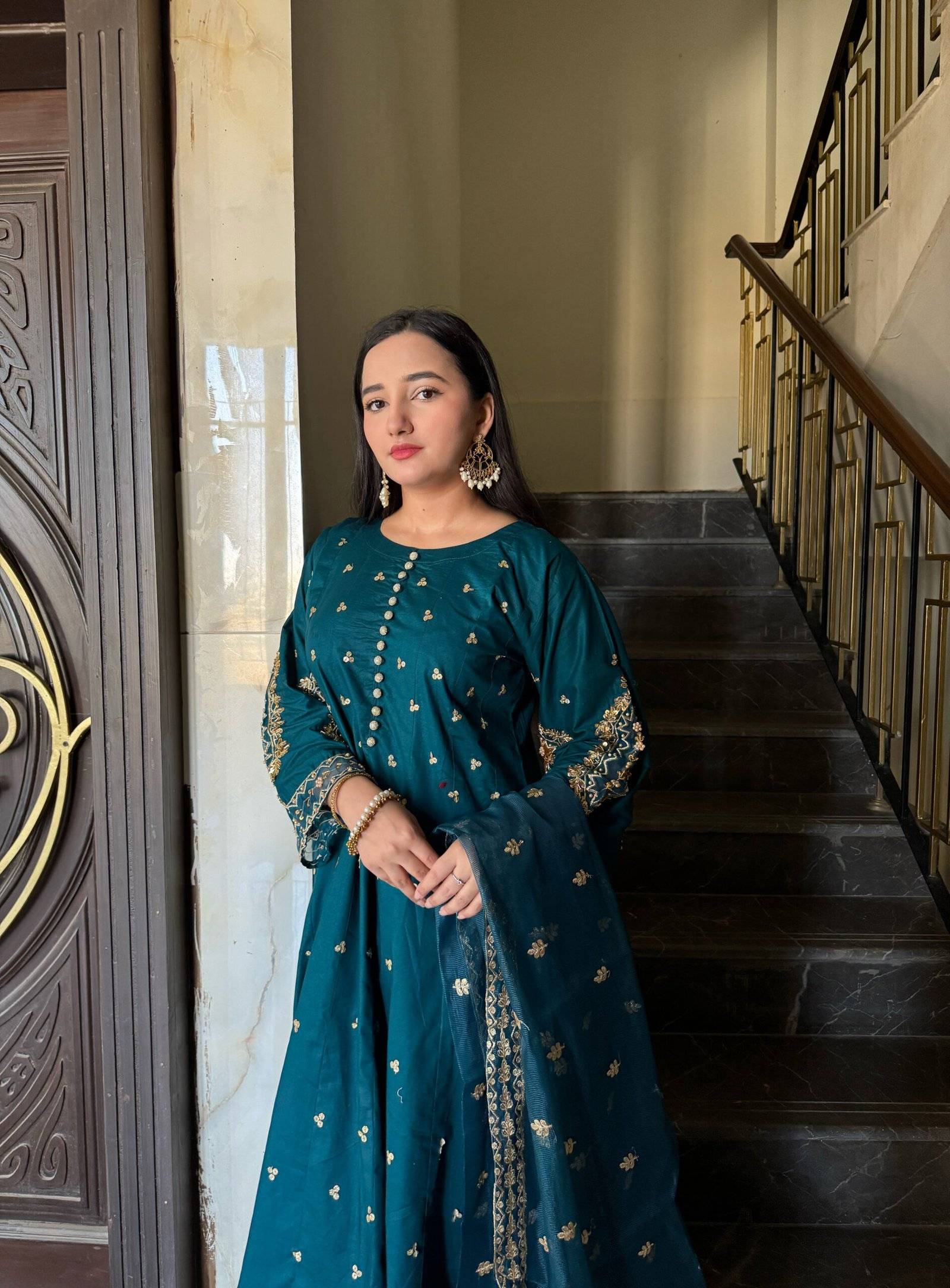 Teal Raw Silk Ensemble