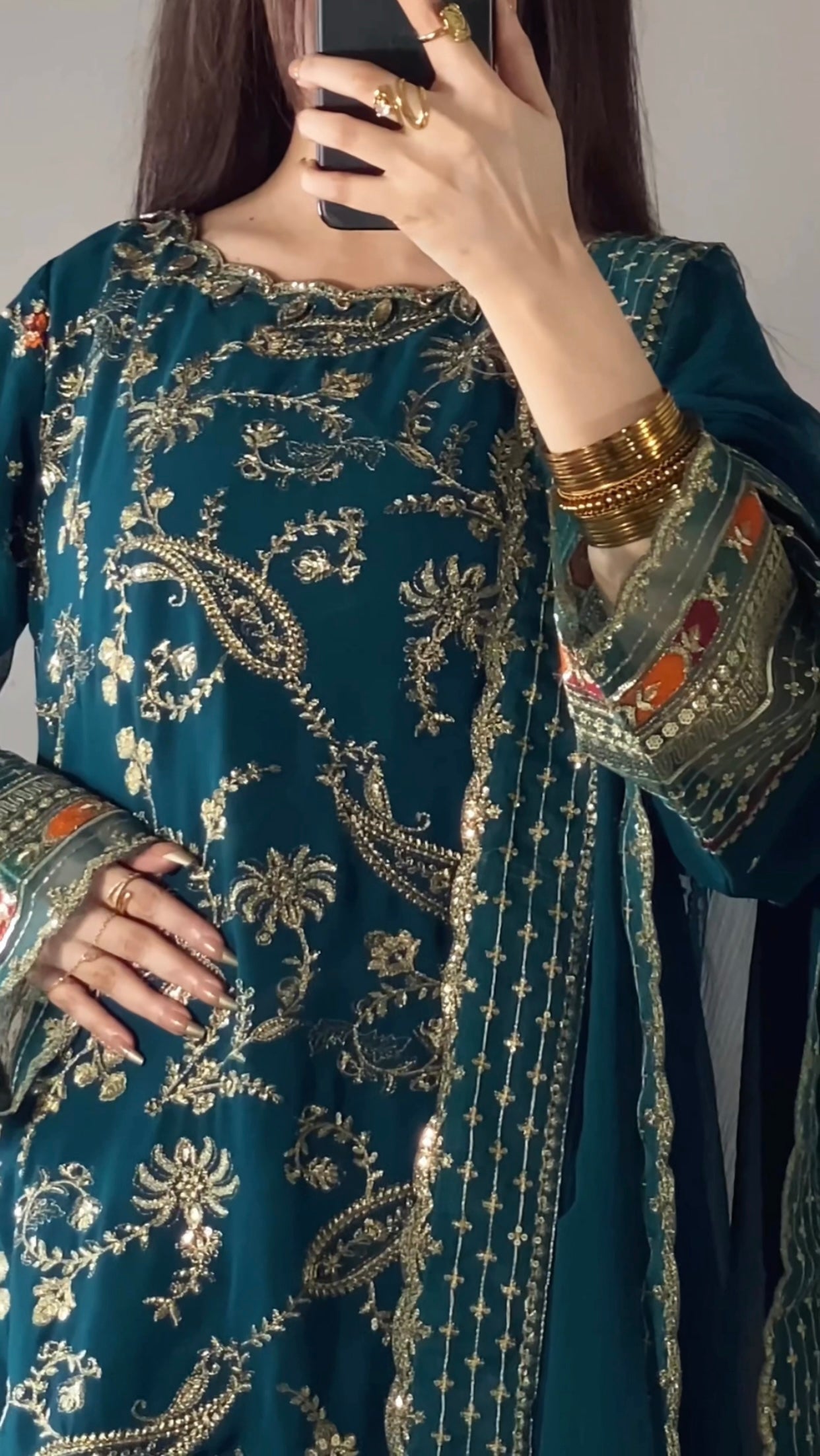 Teal chiffon dress ready to wear