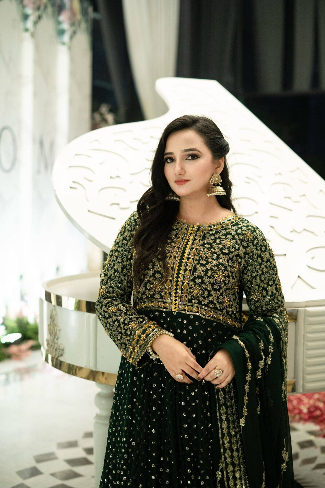 Bottle Green Chiffon Maha Maxi