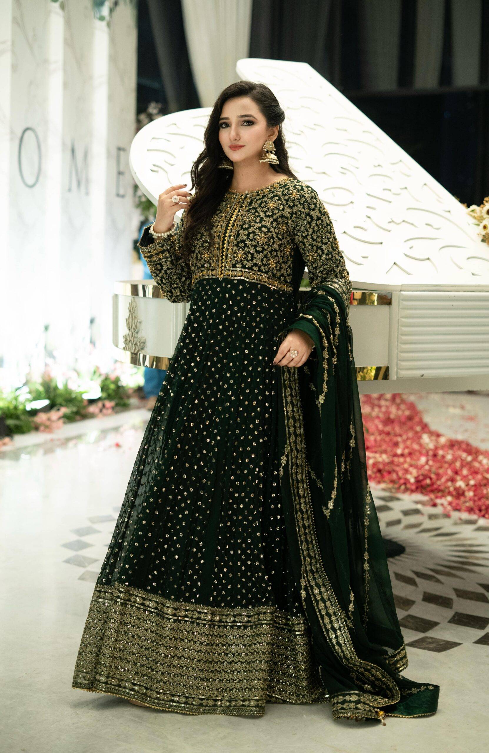 Bottle Green Chiffon Maha Maxi