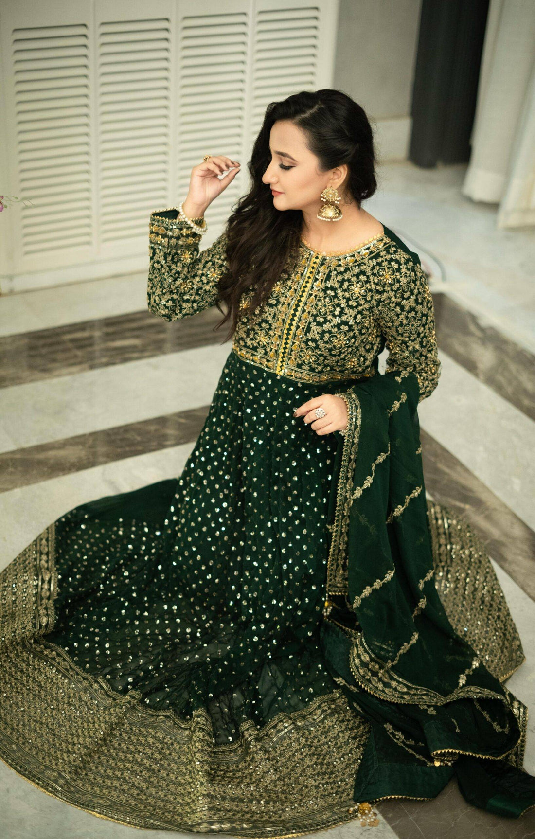 Bottle Green Chiffon Maha Maxi