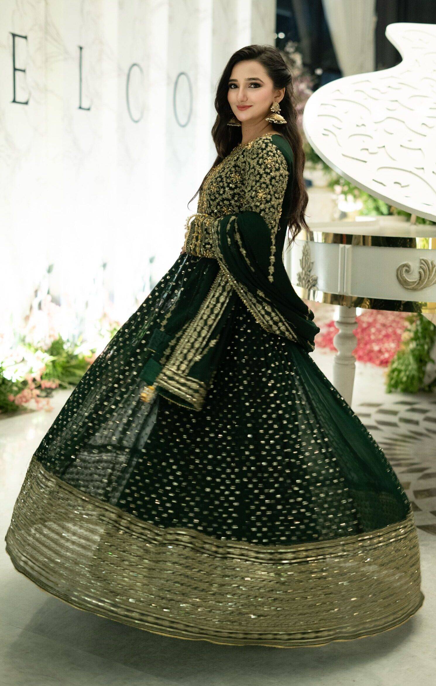 Bottle Green Chiffon Maha Maxi