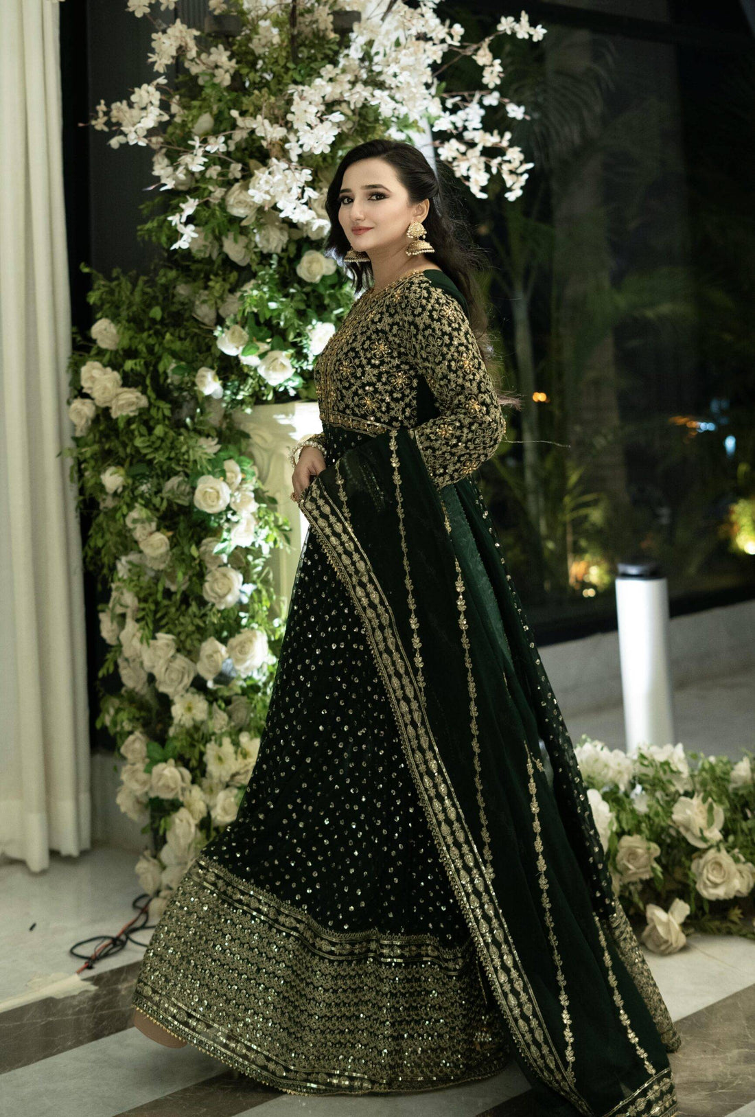 Bottle Green Chiffon Maha Maxi