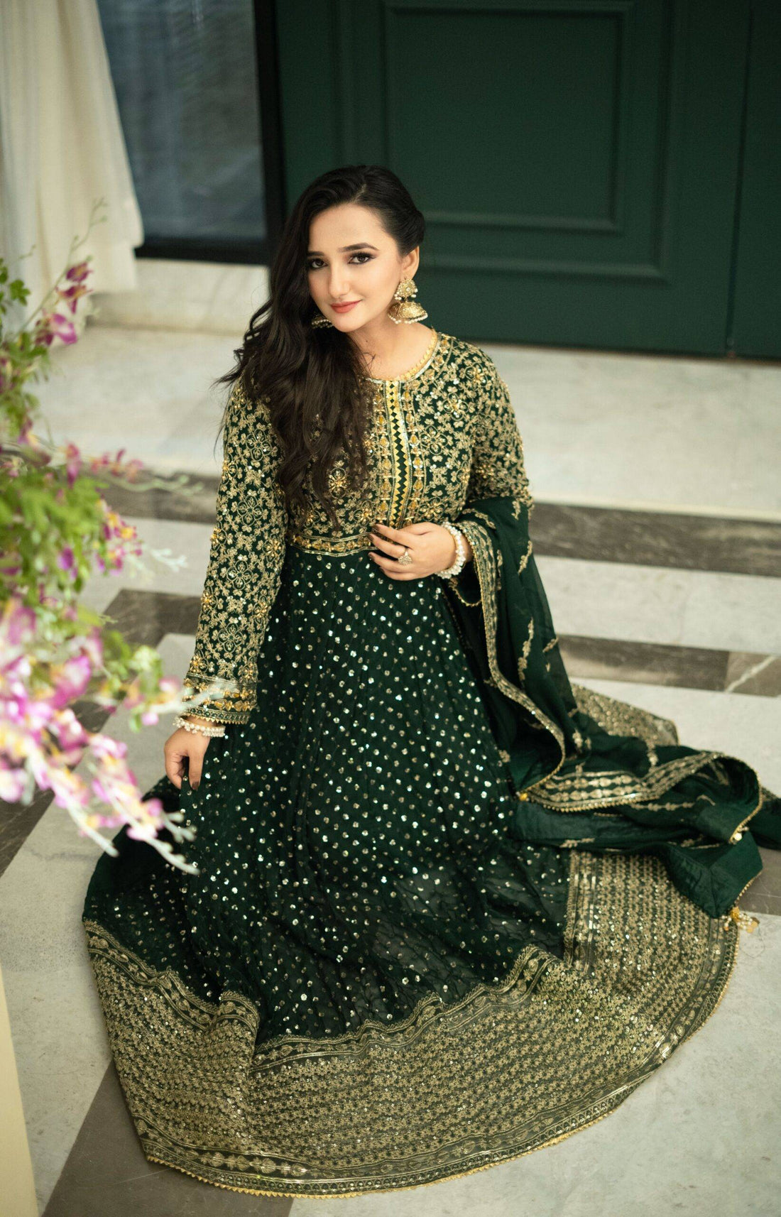 Bottle Green Chiffon Maha Maxi