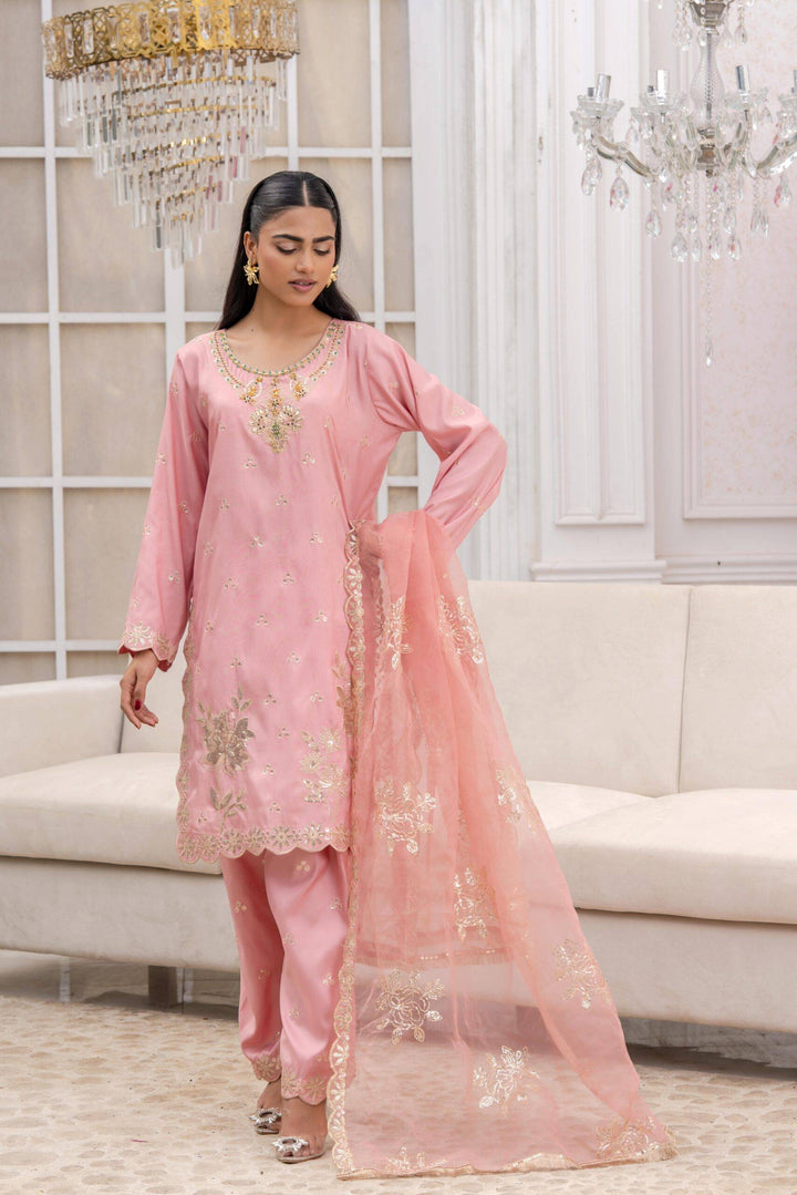 Adorable Baby Pink Cotton Silk Ensemble