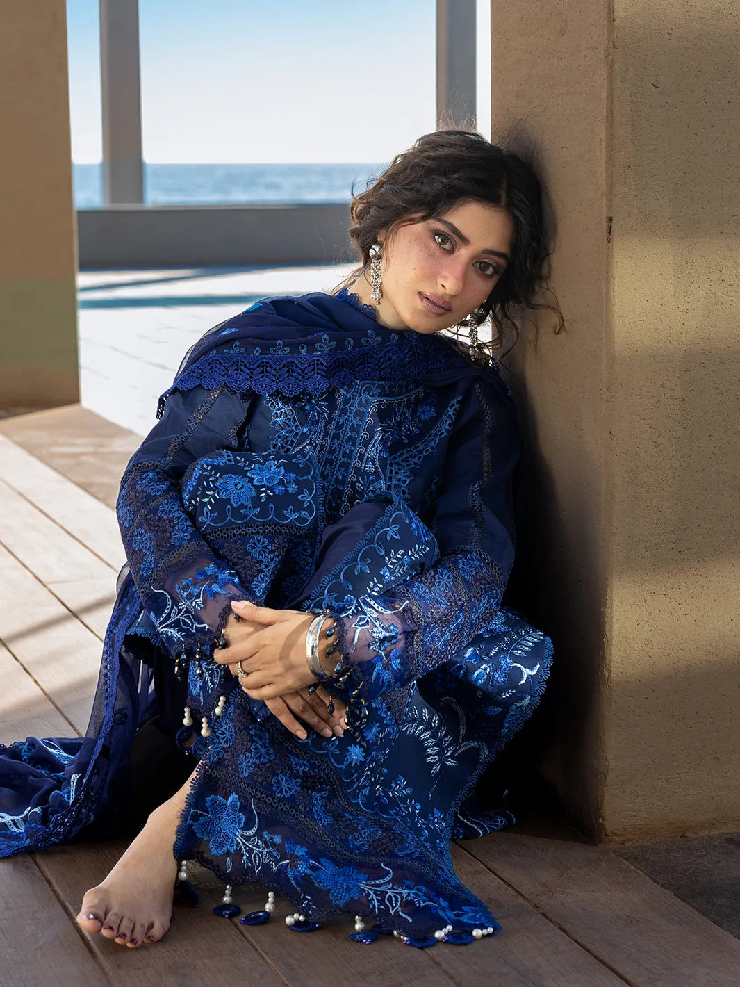 Mahnur Lawn | sajal blue