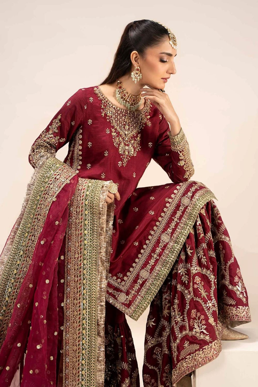 Maria.B Luxury Raw Silk Embroidered 3 Piece Unstitched EF-25 Virasat