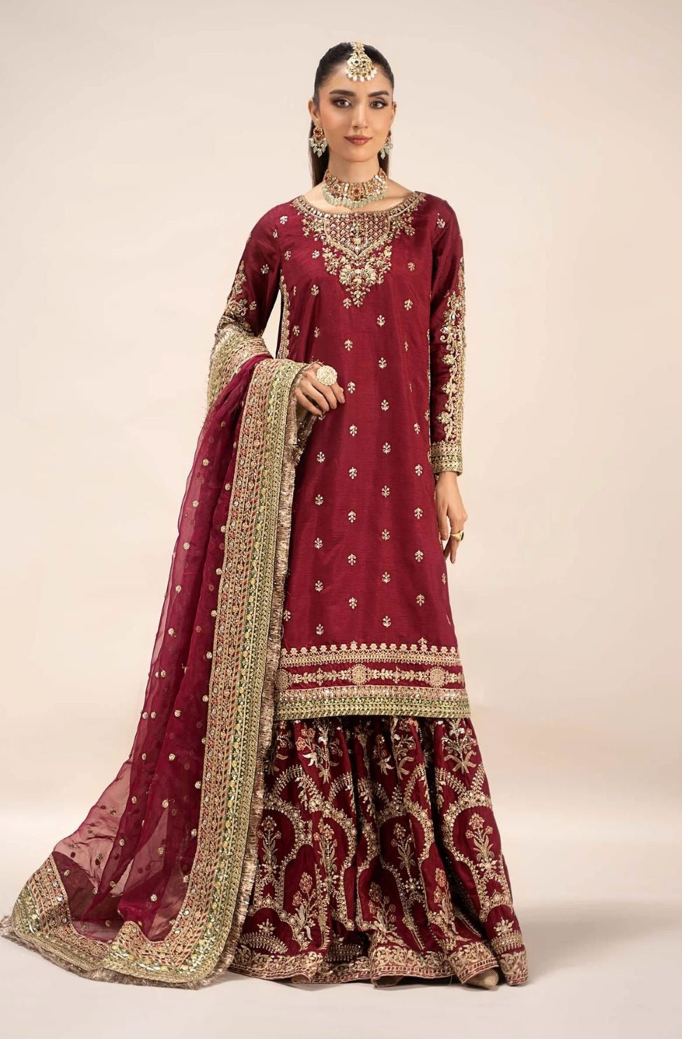 Maria.B Luxury Raw Silk Embroidered 3 Piece Unstitched EF-25 Virasat