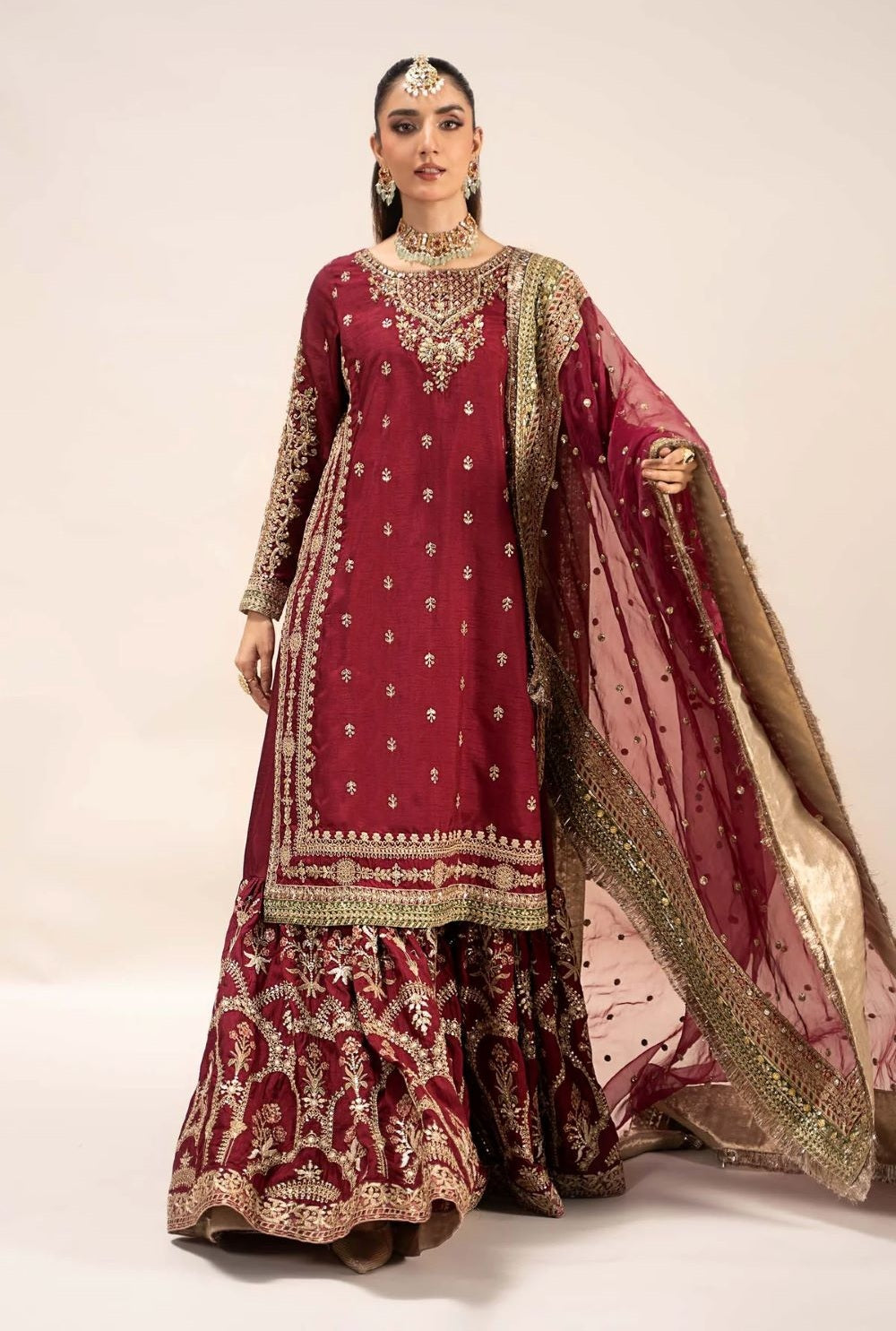 Maria.B Luxury Raw Silk Embroidered 3 Piece Unstitched EF-25 Virasat