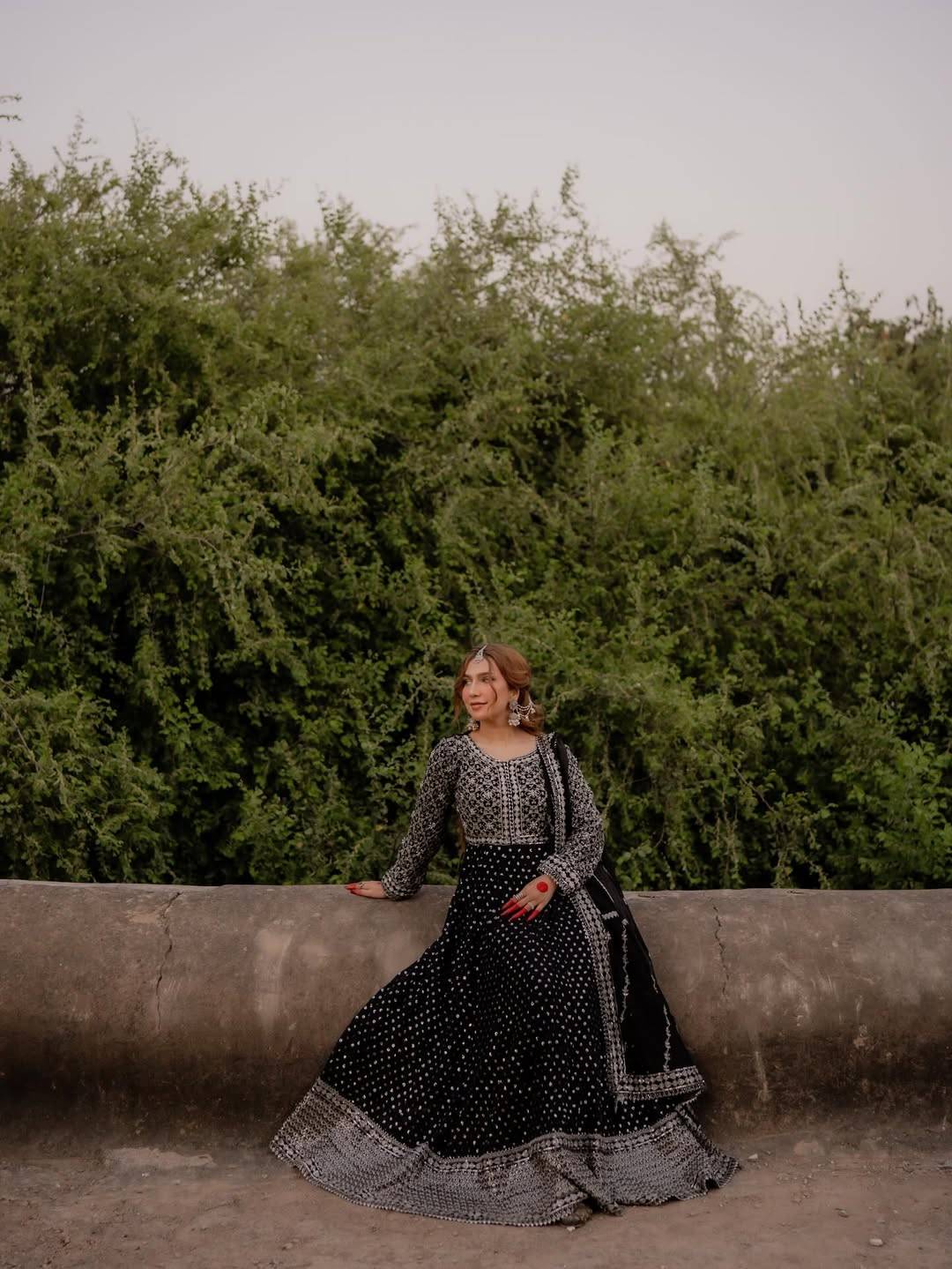Black Silver Chiffon Maha Maxi
