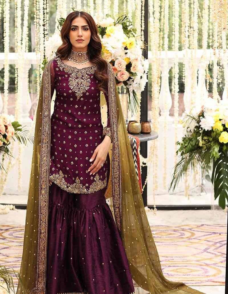 Aisha imran Purple garara