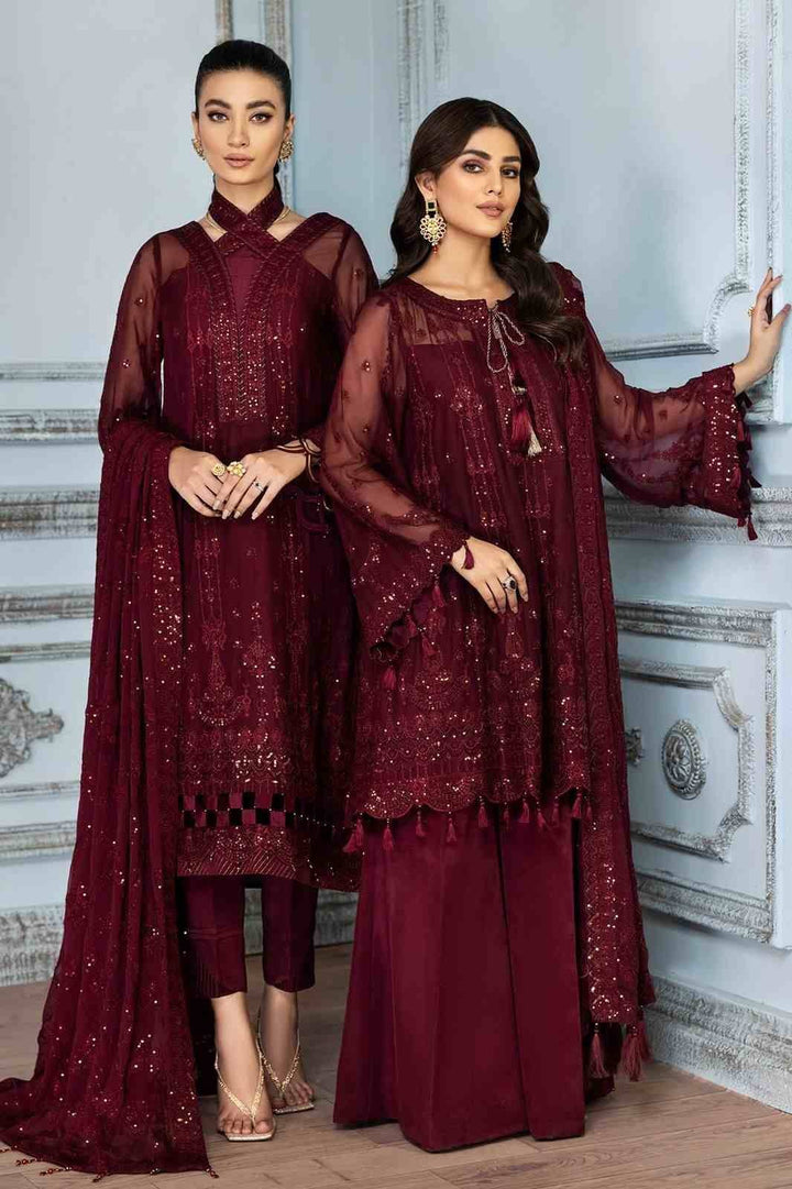 ALEEZY CHIFFON MEHROON