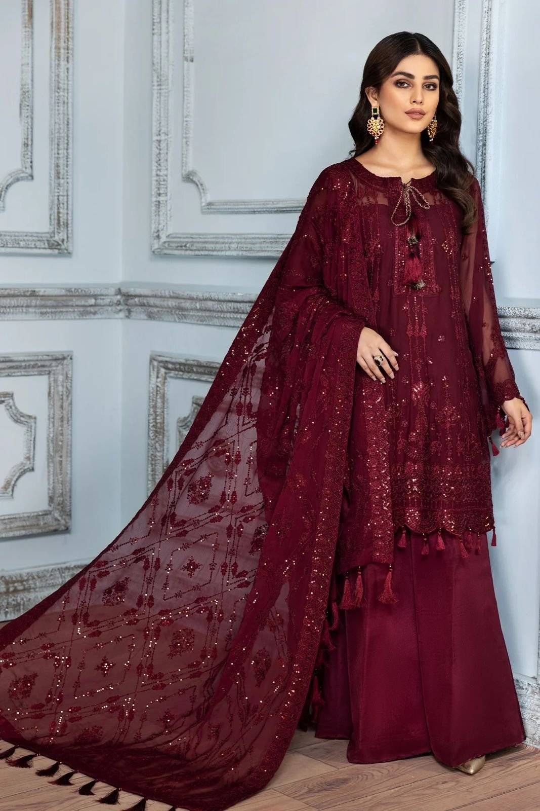 ALEEZY CHIFFON MEHROON