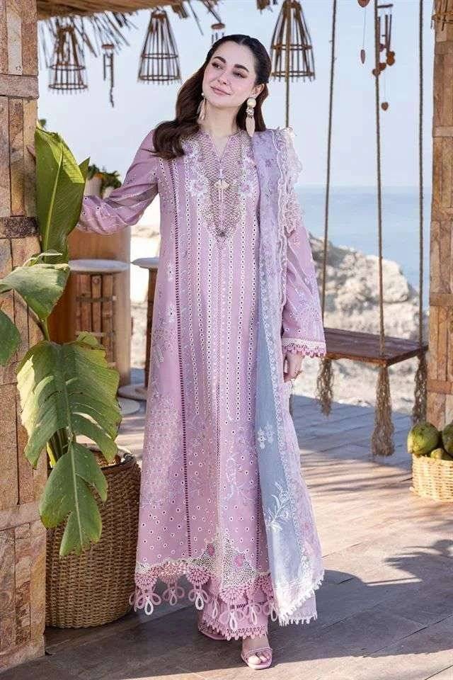 Qalamkar Lawn Pastel pink