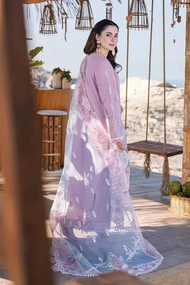Qalamkar Lawn Pastel pink