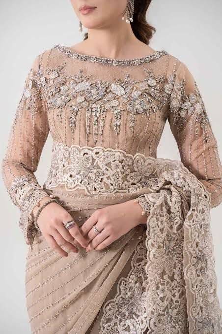 M.B BEIGE SKIN SAREE