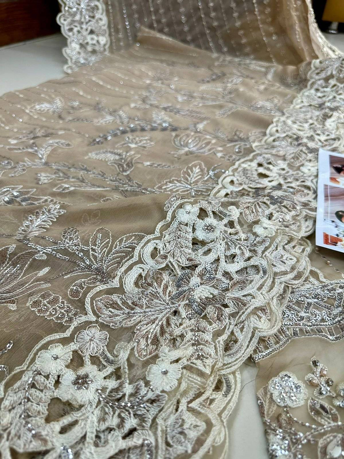 M.B BEIGE SKIN SAREE