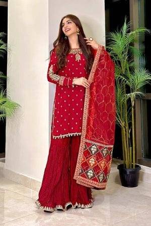 M.B Raw Silk Dark Red