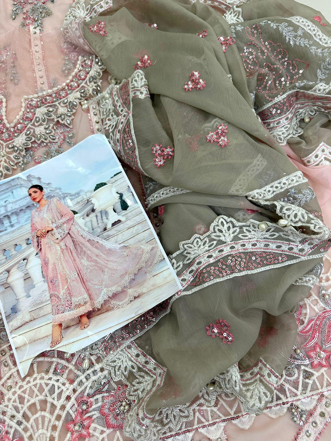 M.B POLY PINK CHIFFON