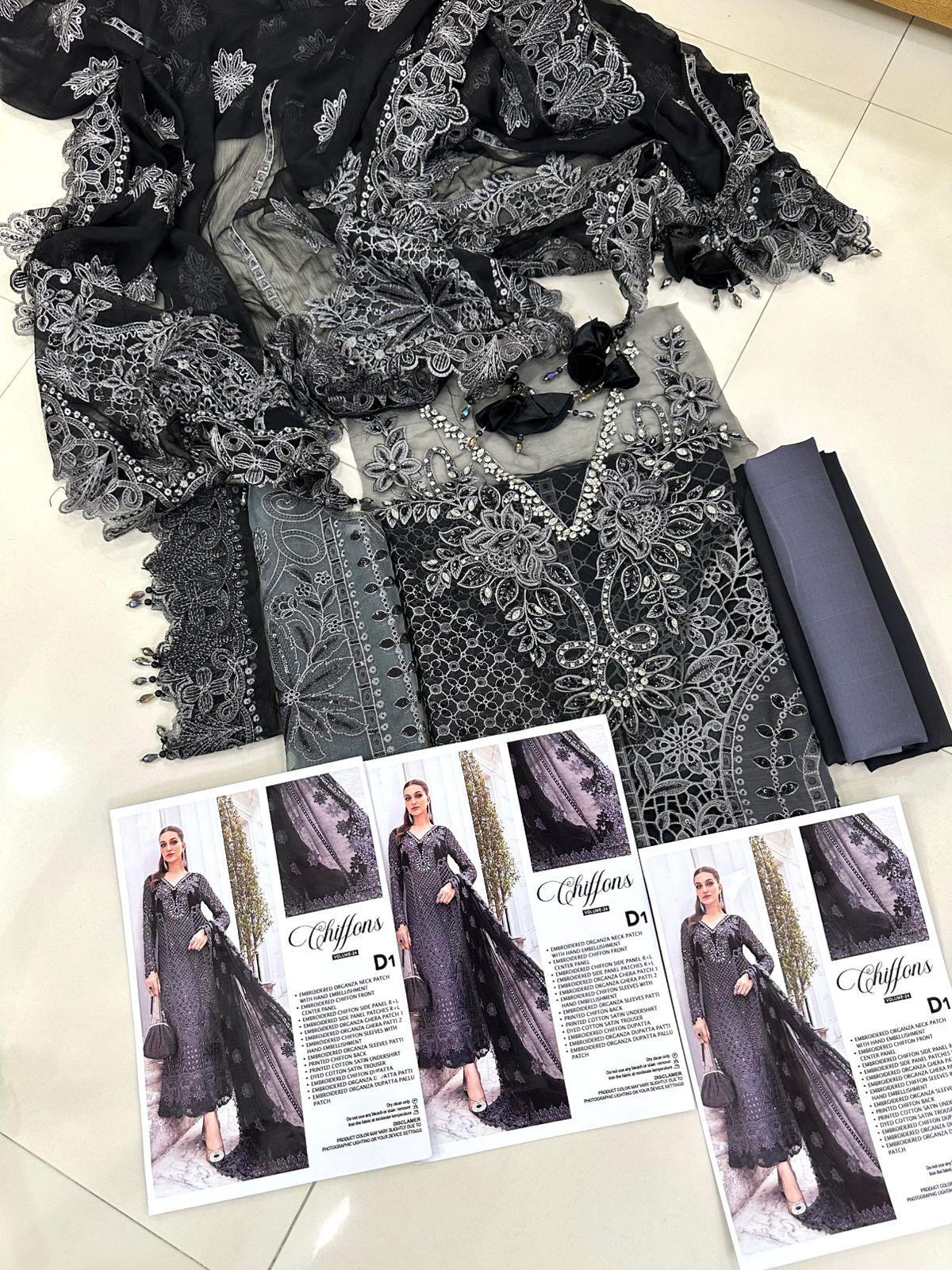 M.B SMOKEY BLACK CHIFFON