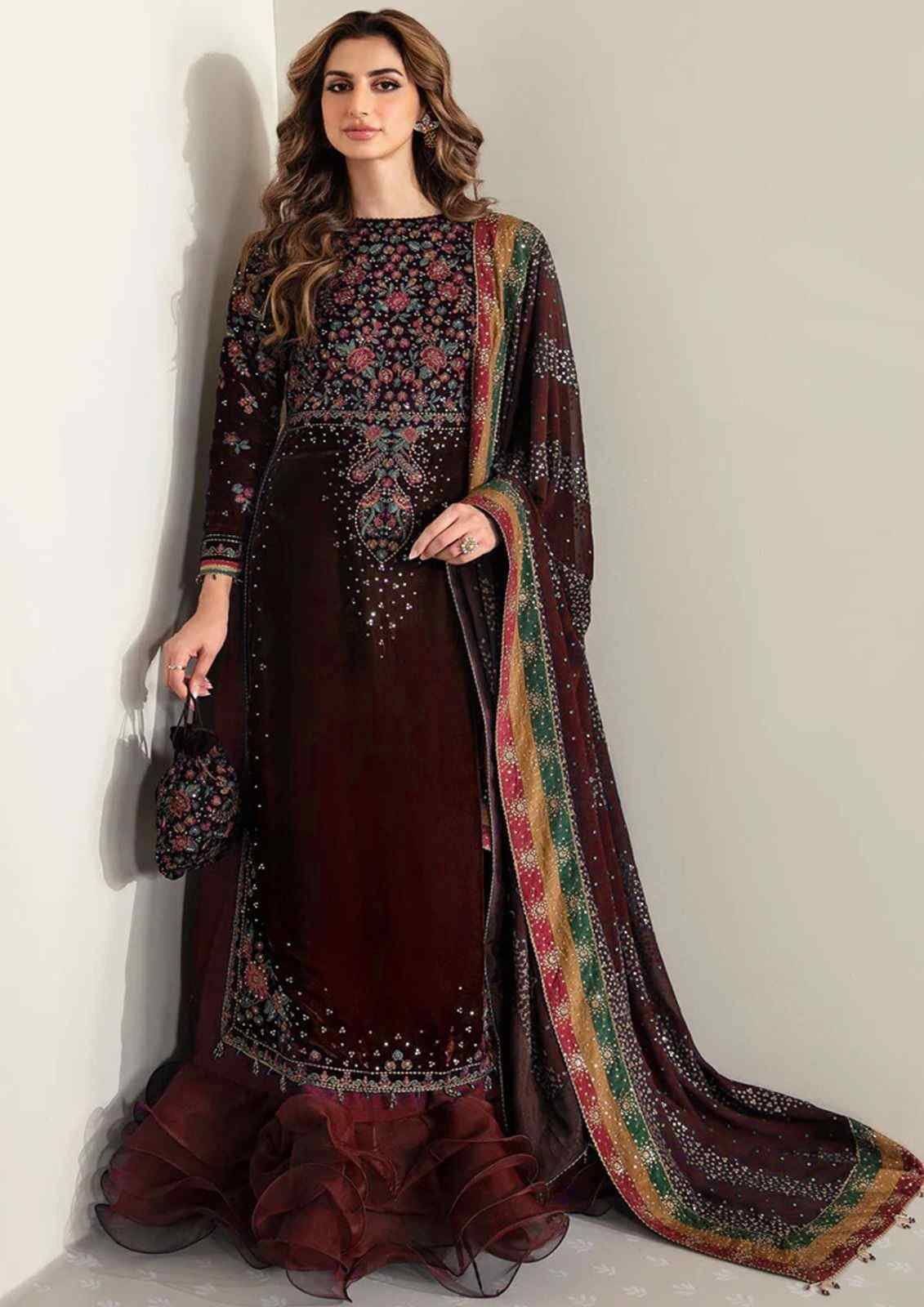 JAZMIN VELVET 23 in MEHROON