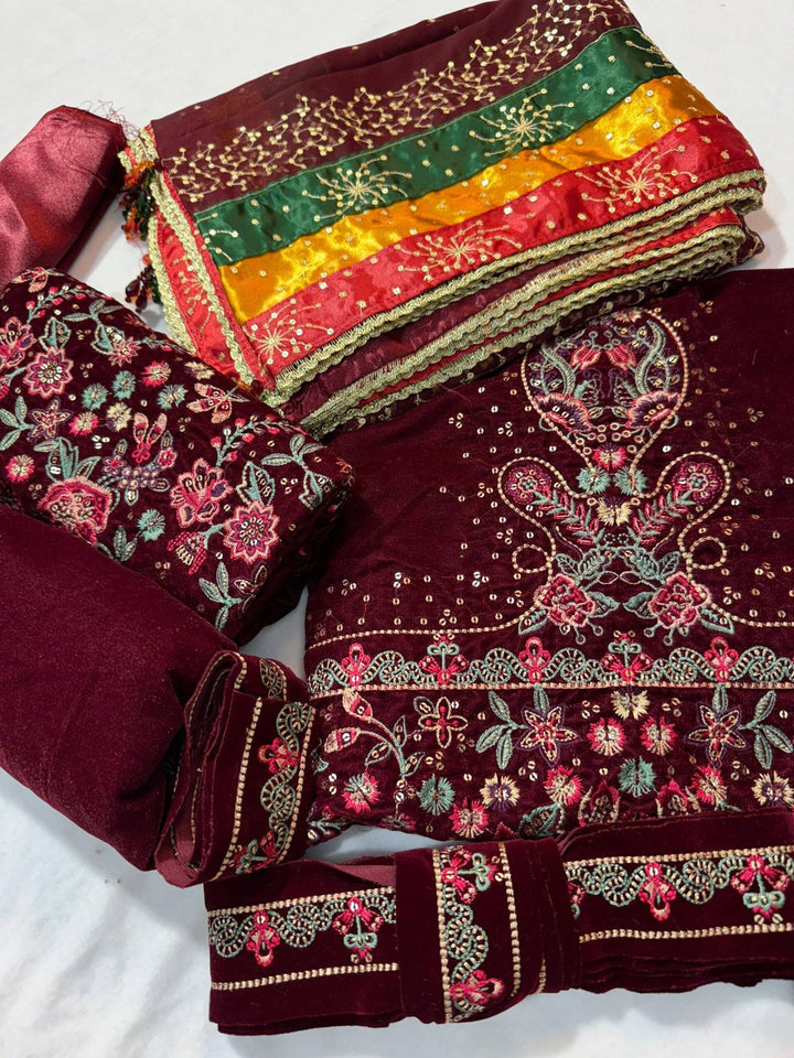 JAZMIN VELVET 23 in MEHROON