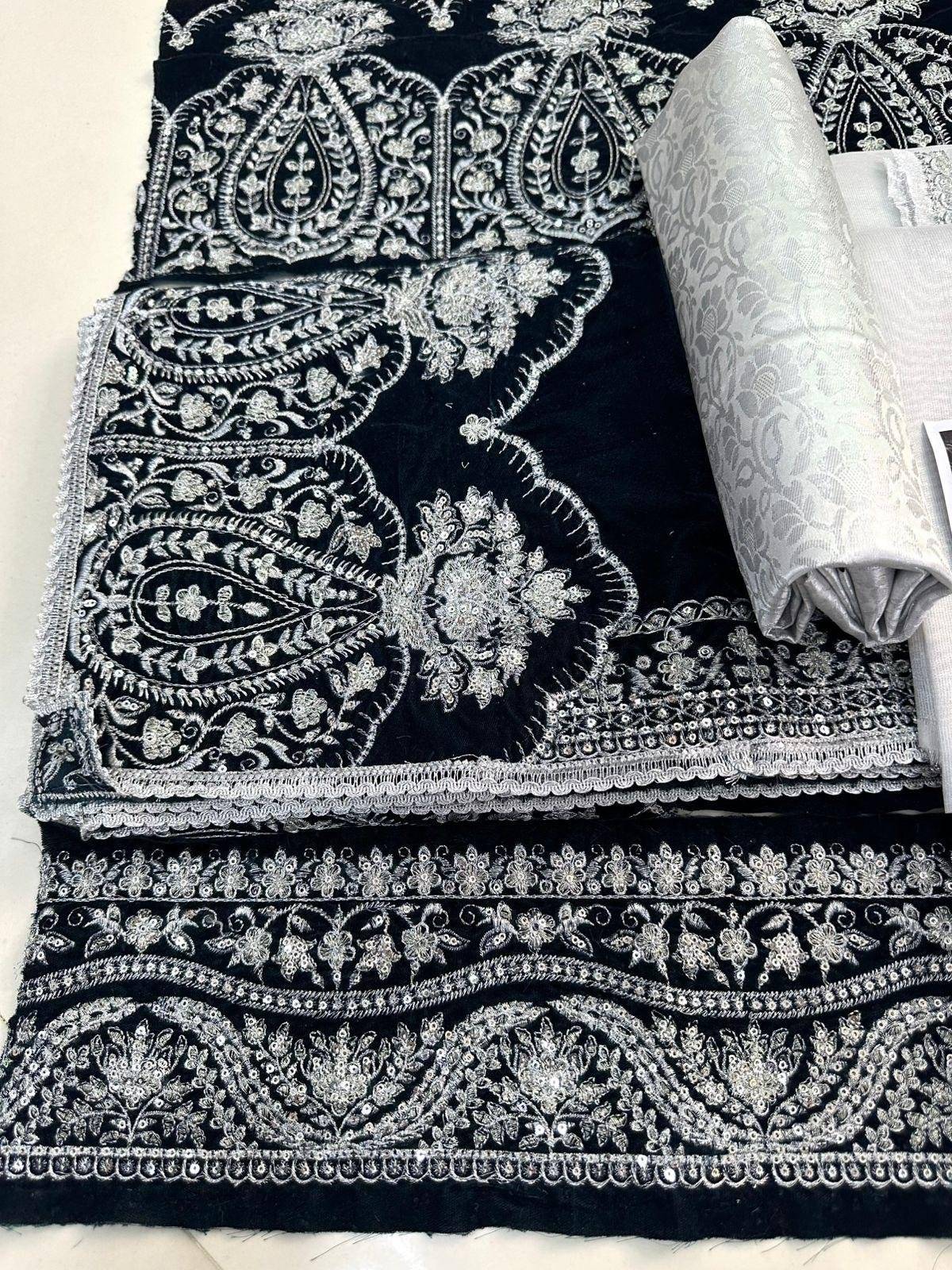 Z.C BROCADE SHAWL STYLE (SILVER )