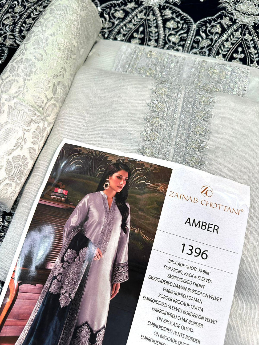 Z.C BROCADE SHAWL STYLE (SILVER )