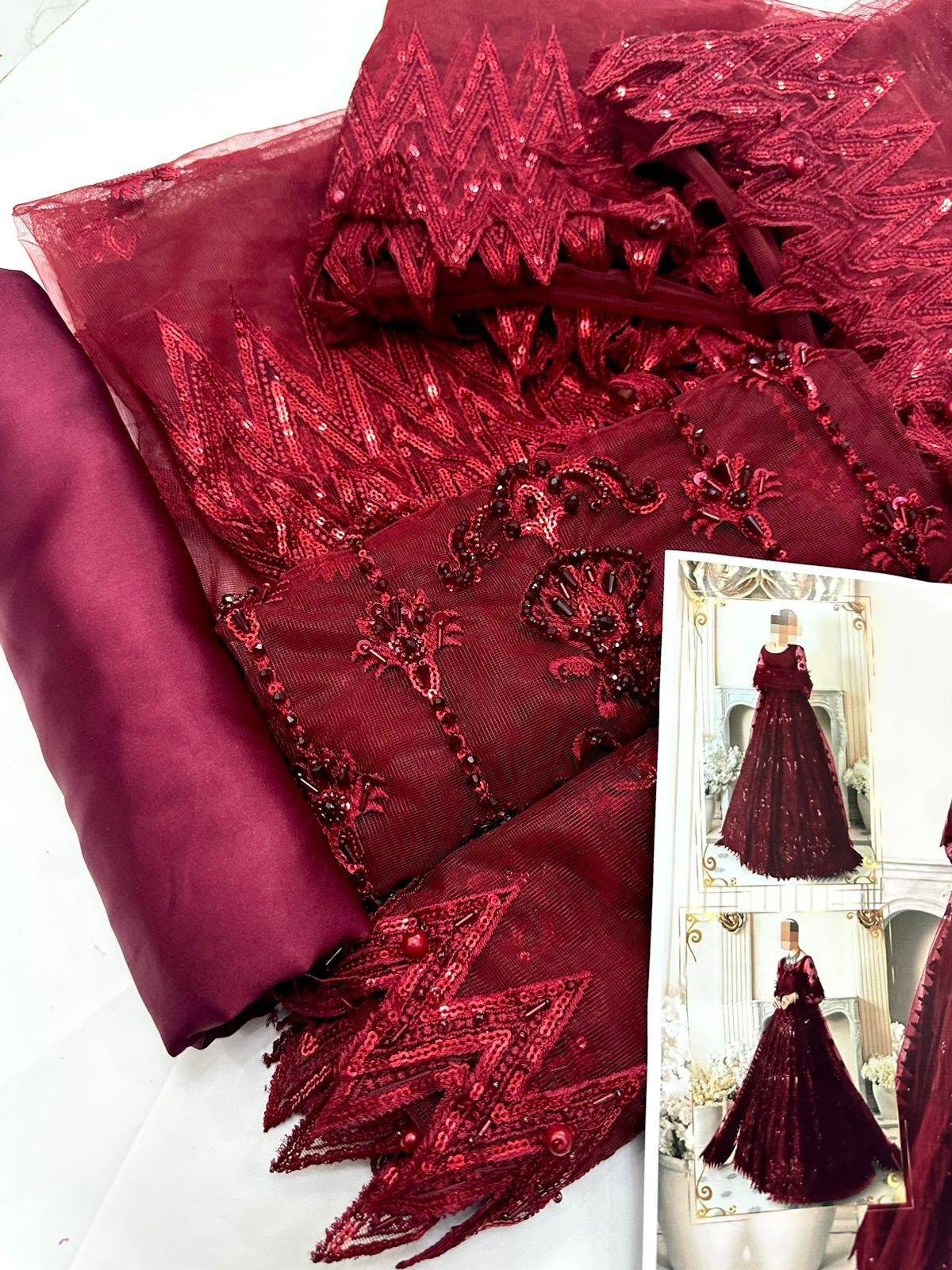 MEHROON CUTDANA MOTI MAXI