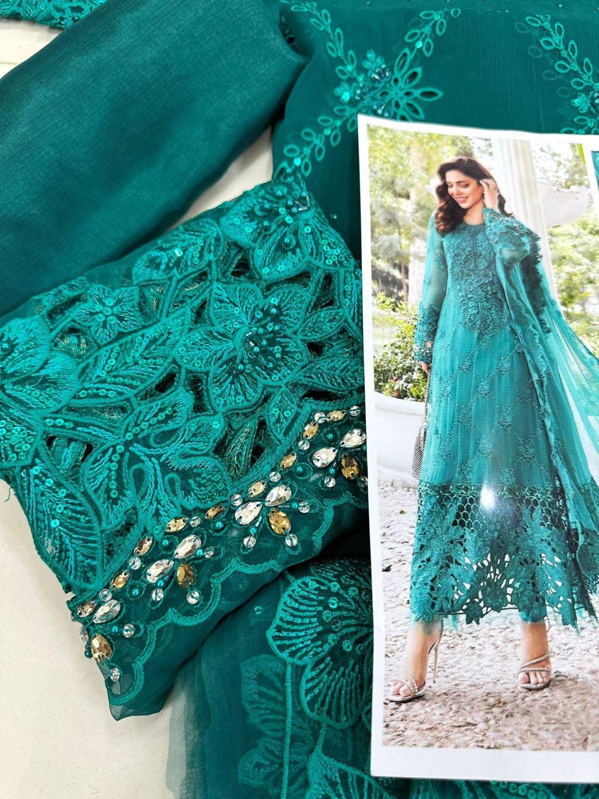 M.B Chiffon Teal Blue