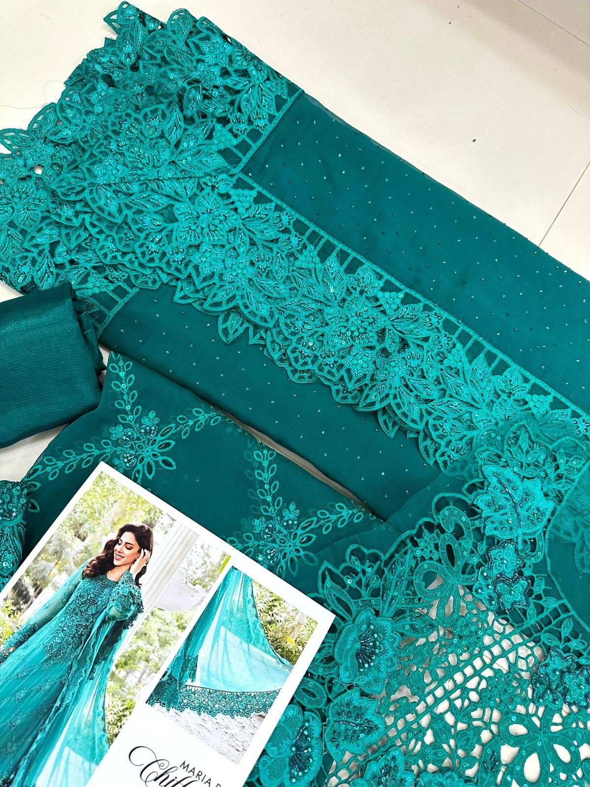 M.B Chiffon Teal Blue