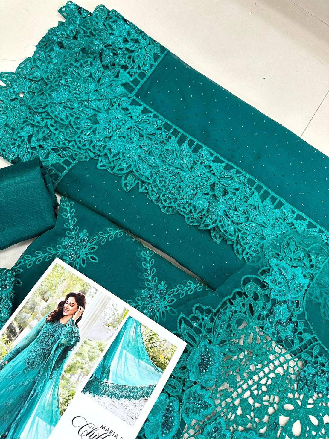 M.B Chiffon Teal Blue
