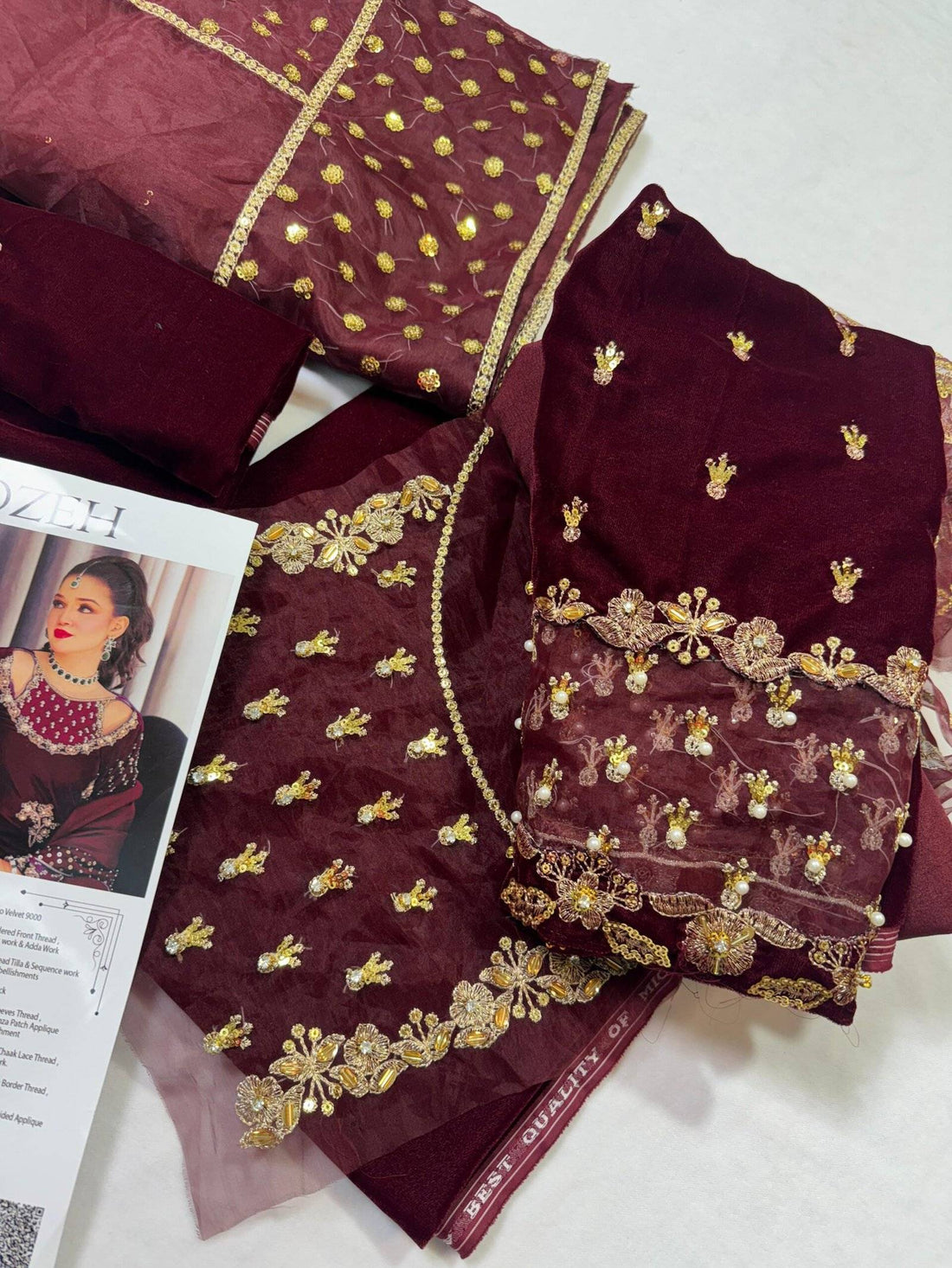 DESIGNER VELVET IN MEHROON