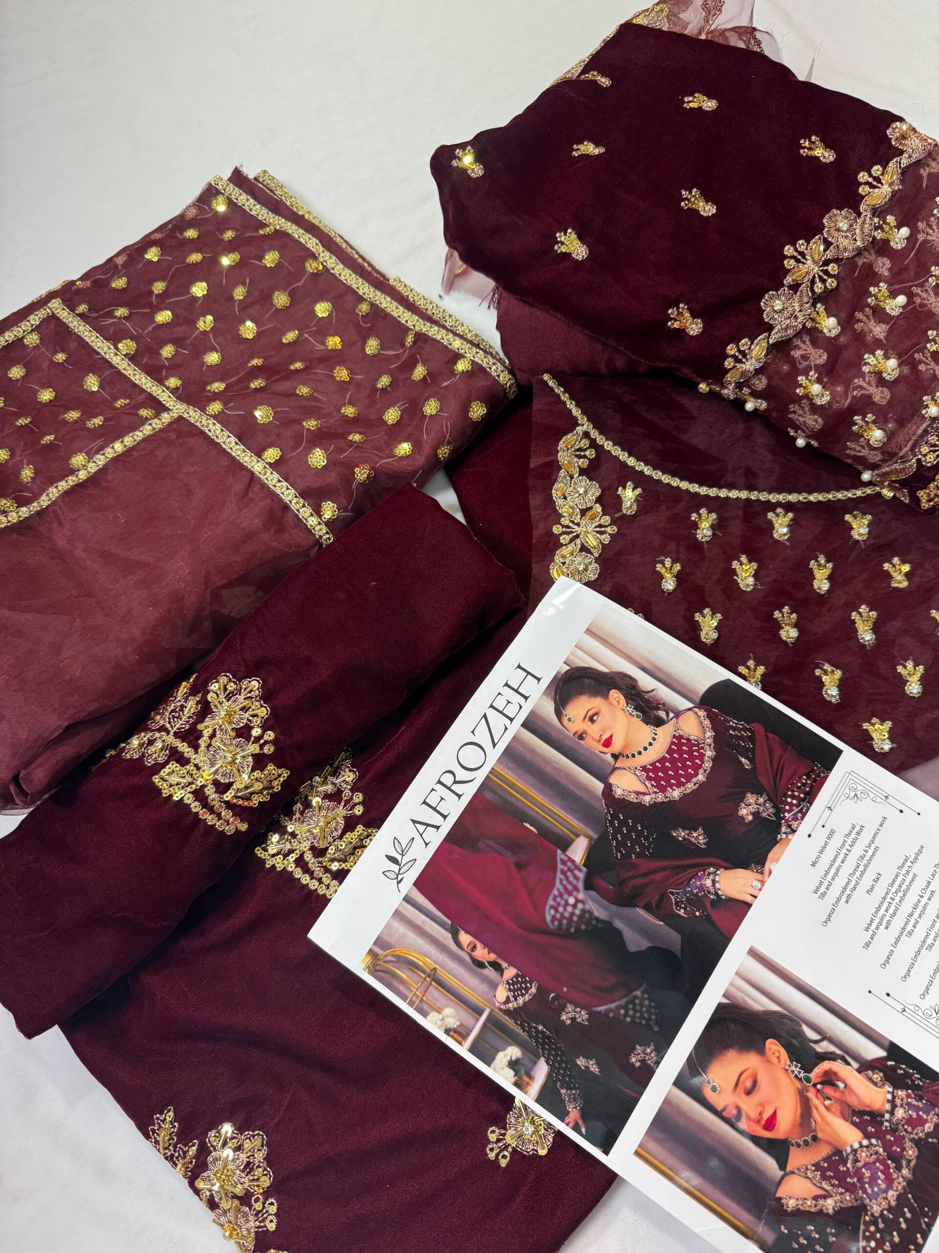 DESIGNER VELVET IN MEHROON