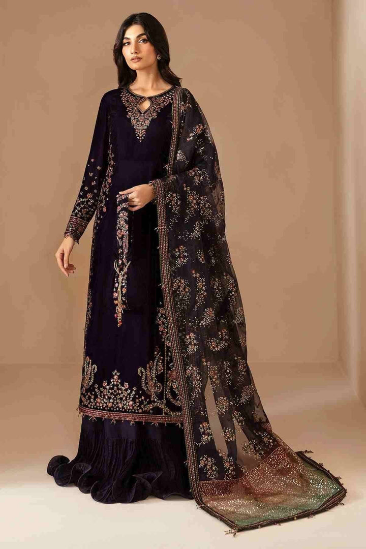 Jazmin plum & Multi shaded Velvet