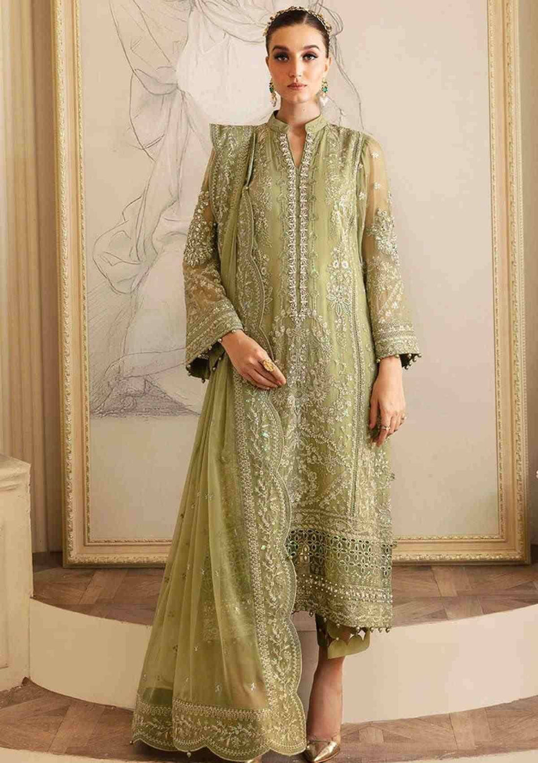 Gulal pistachio green chiffon (Almendra)