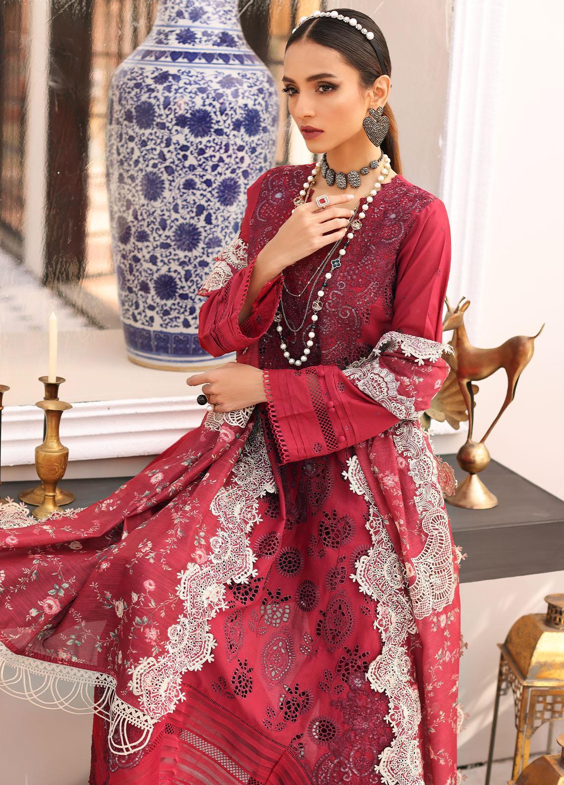 ELAAF PRESTIGE LAWN IN ANARI RED