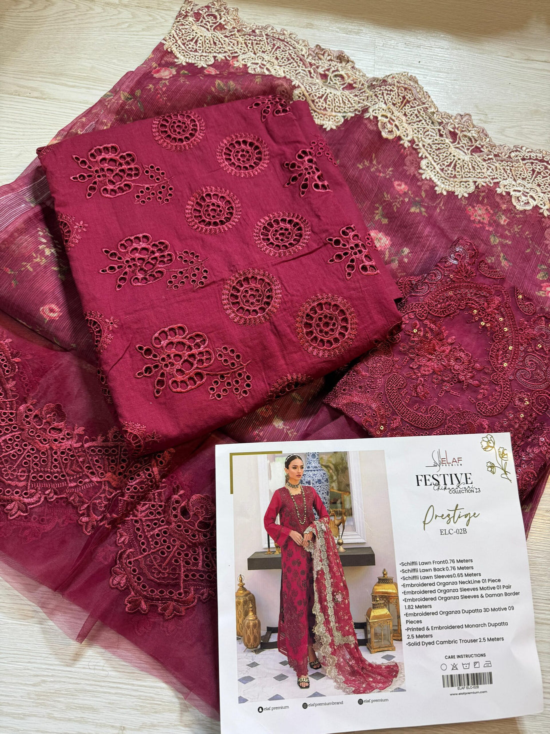 ELAAF PRESTIGE LAWN IN ANARI RED