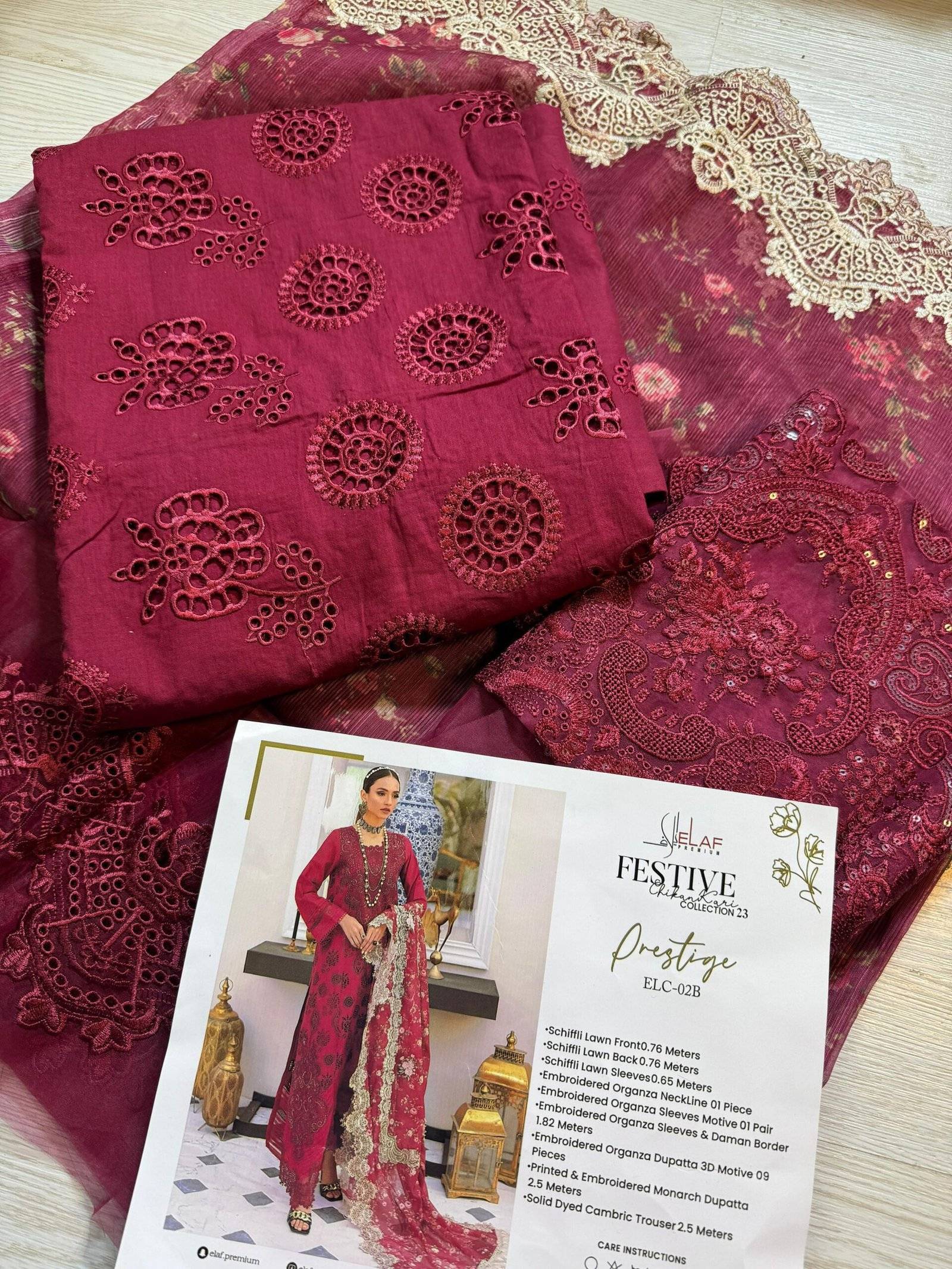 ELAAF PRESTIGE LAWN IN ANARI RED