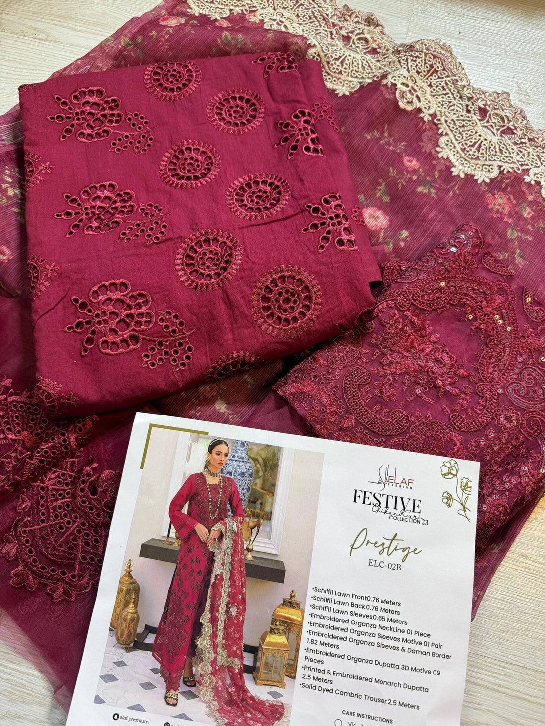 ELAAF PRESTIGE LAWN IN ANARI RED