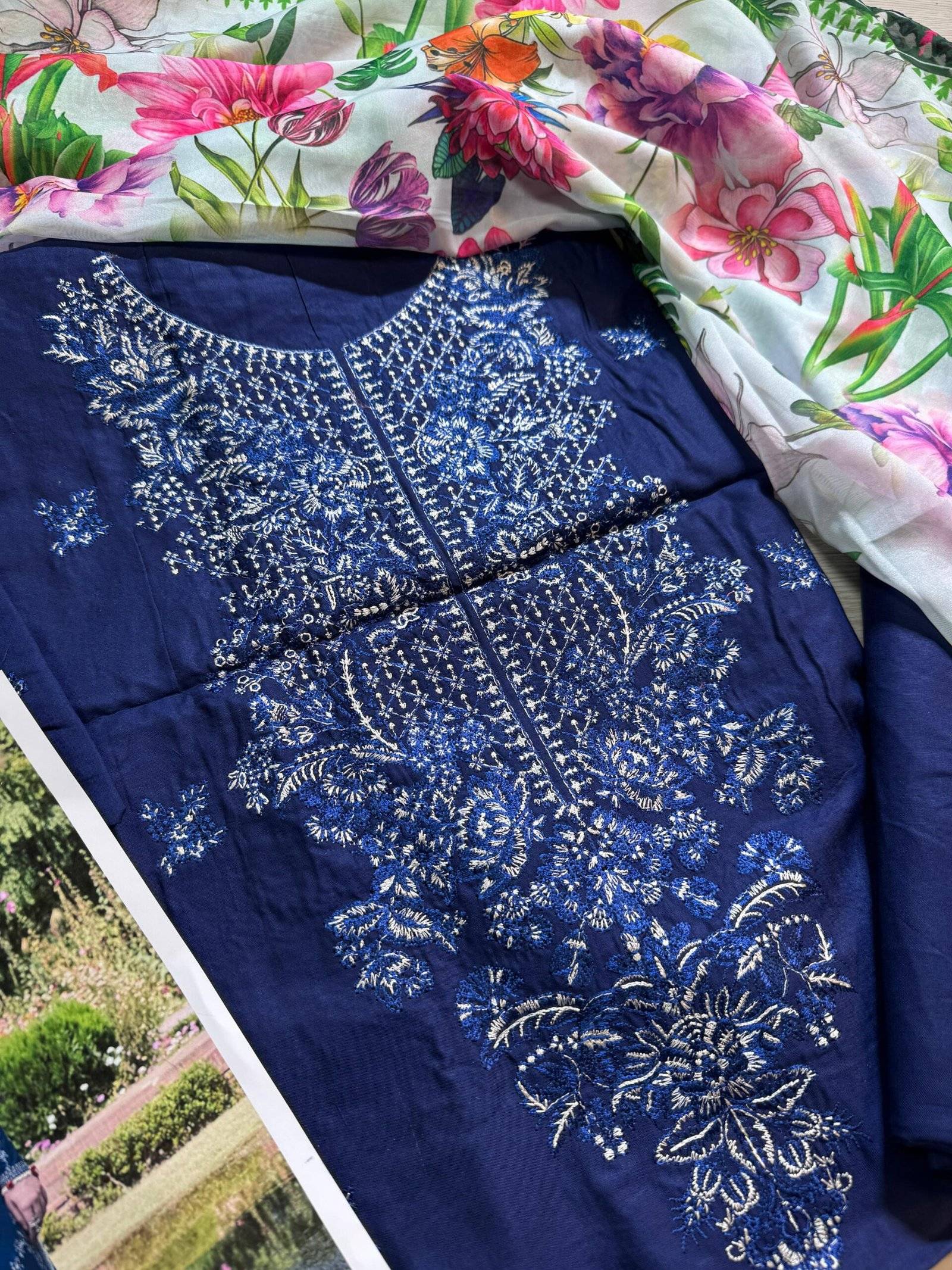 Huusain Rehar Lawn cyan