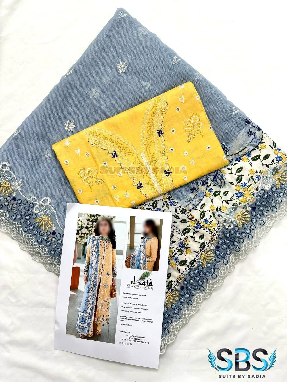 QALAMKAR LAWN 25 LEMONGRRY
