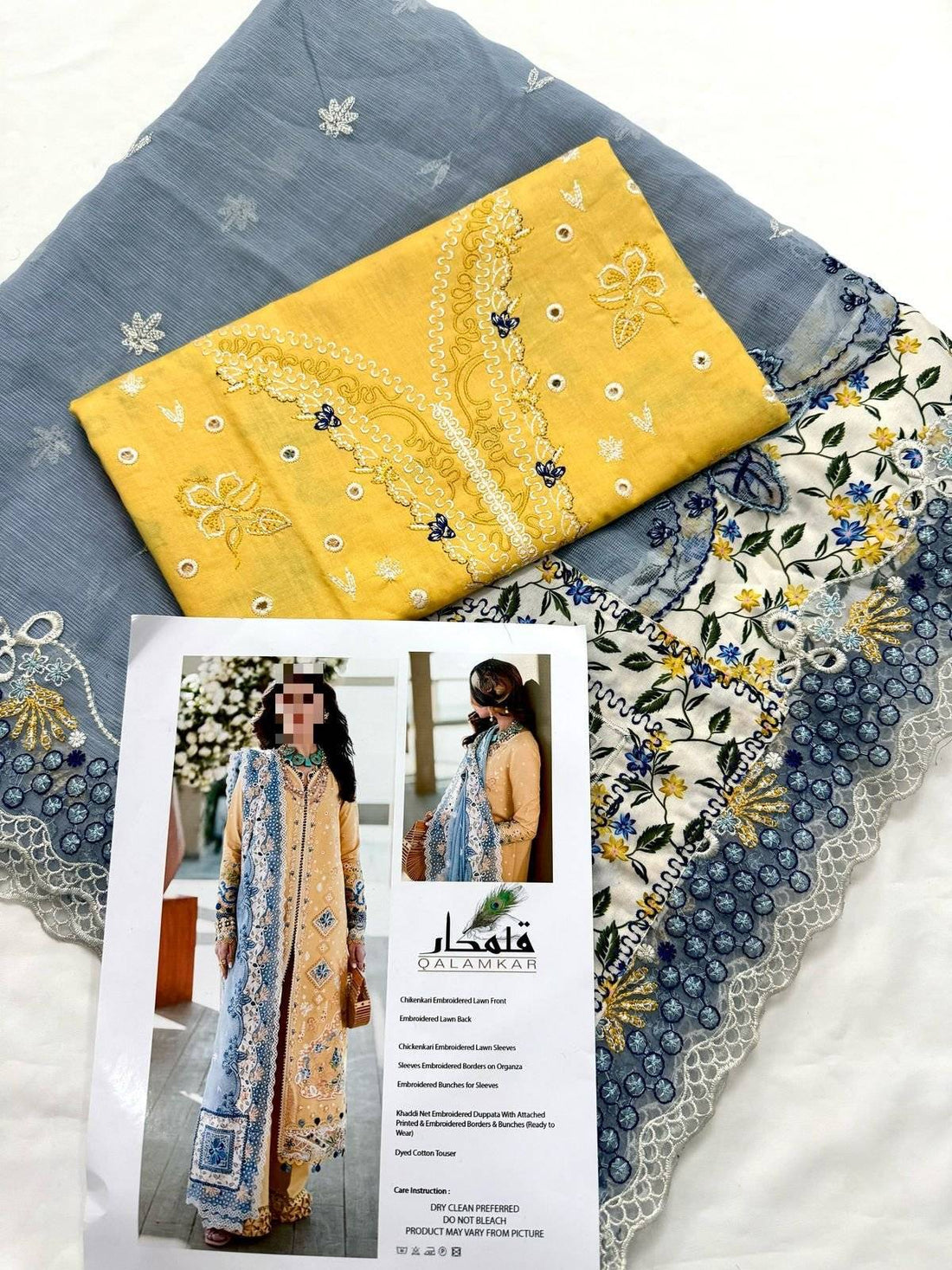 QALAMKAR LAWN 25 LEMONGRRY