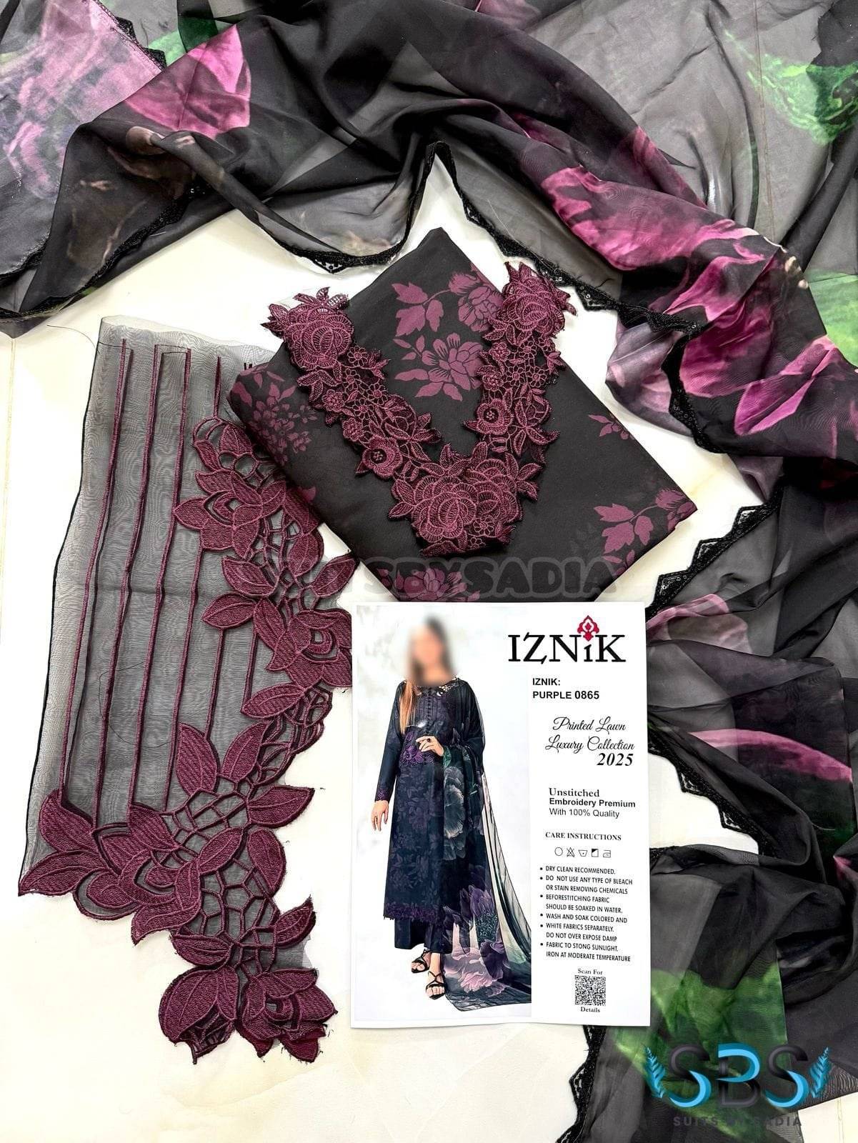IZNIK CORD PURPLE SWISS LAWN