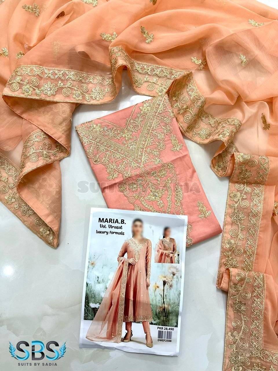 M.B VIRASAT COTTON LAWN PEACH