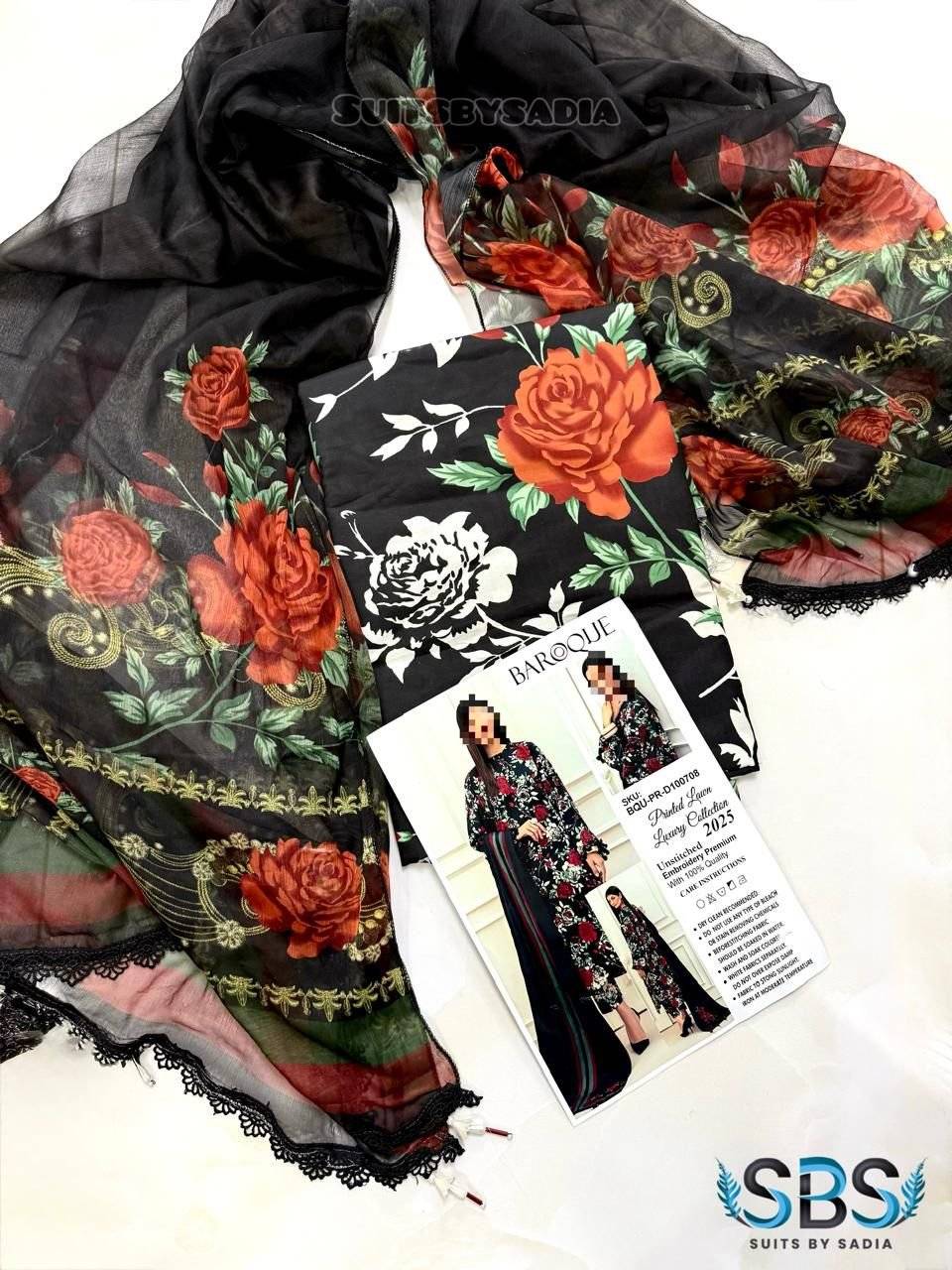 BAROQUE SWISS LAWN (black rose)