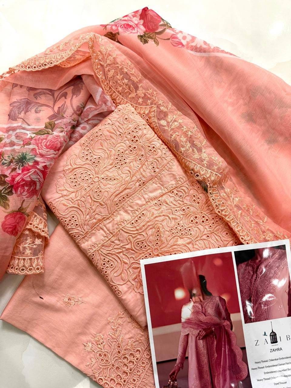 ZAIB LAWN - palm peach