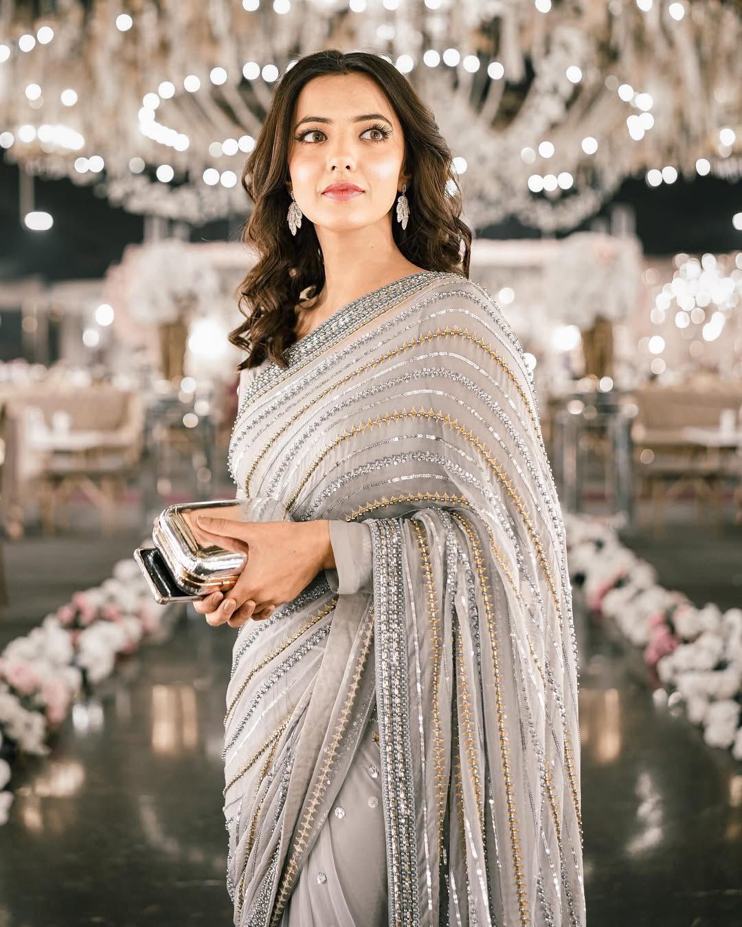 GREY SEMI CHIFFON SARRI - GUL